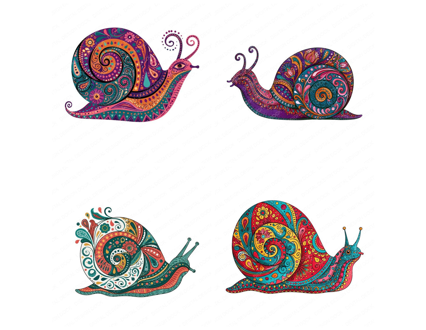 Folk Art Snail Clipart Set (DDD013838)
