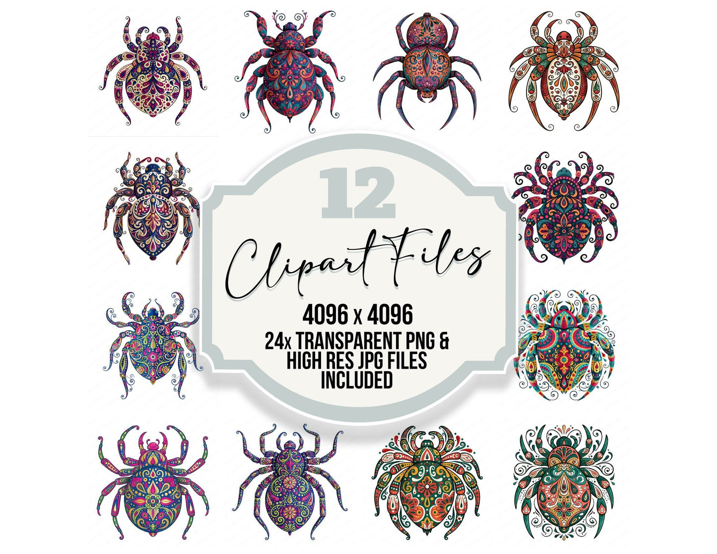 Folk Art Spider Clipart Set (DDD013839)