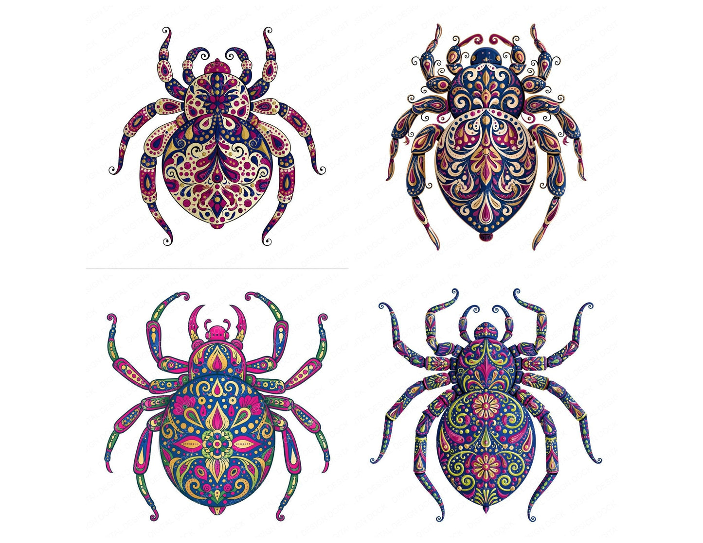Folk Art Spider Clipart Set (DDD013839)