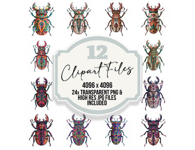 Folk Art Stag Beetle Clipart Set (DDD013840)