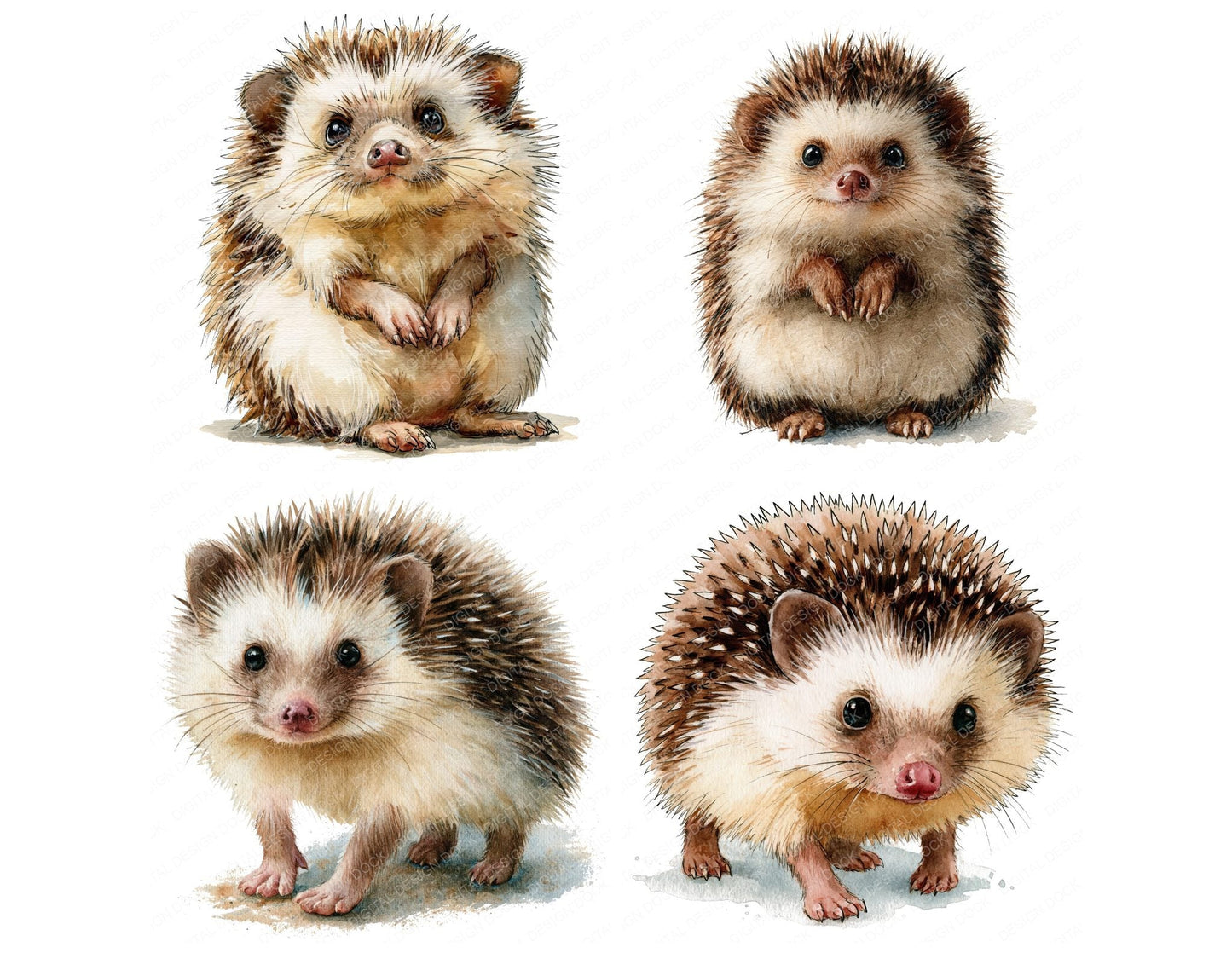 Realistic Baby Hedgehog Hoglet Clipart Set (DDD013843)