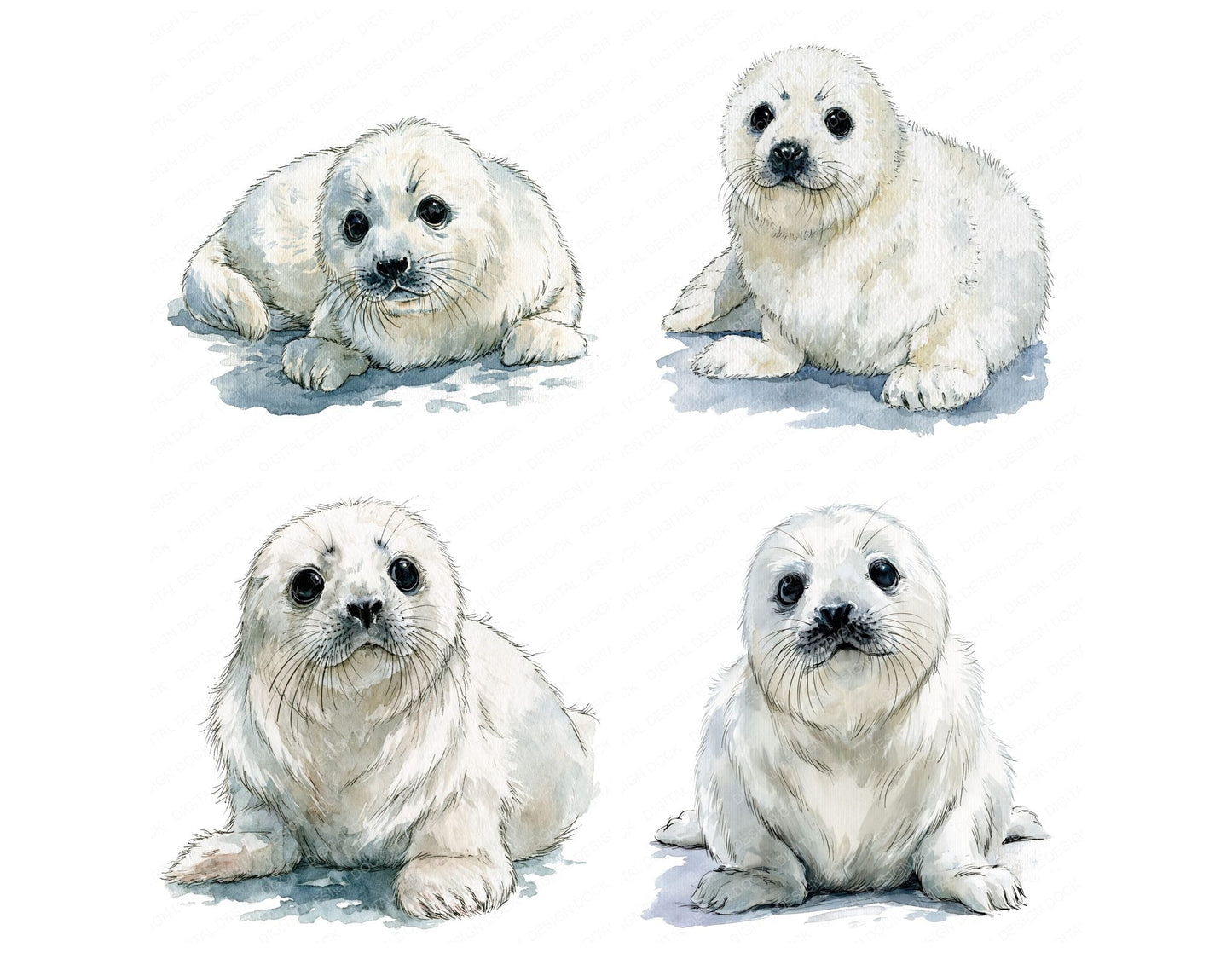 Realistic Baby Seal Pup Clipart Set (DDD013844)