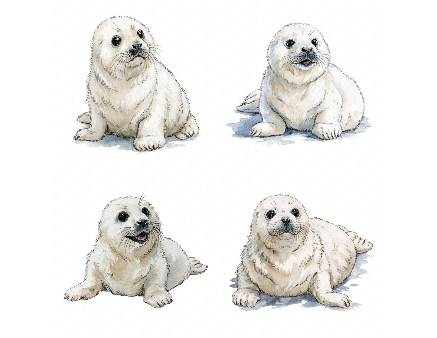 Realistic Baby Seal Pup Clipart Set (DDD013844)
