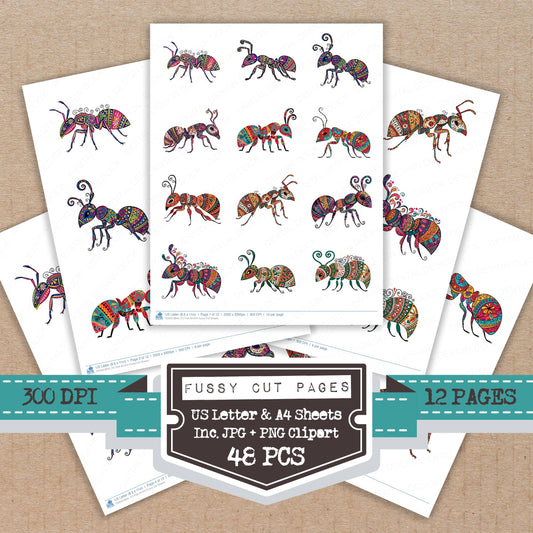 Folk Art Ant Fussy Cut Sheets (DDD013845)