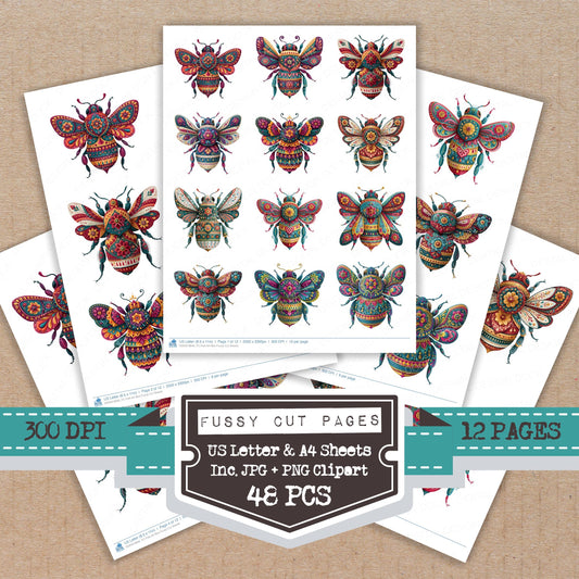 Folk Art Bee Fussy Cut Sheets (DDD013846)
