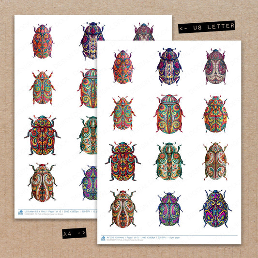 Folk Art Beetle Fussy Cut Sheets (DDD013847)