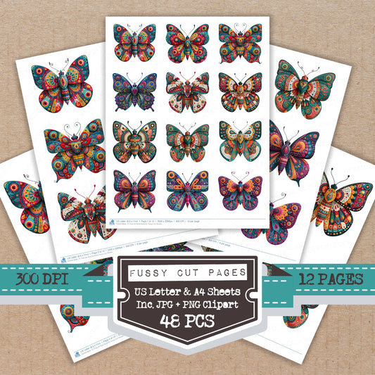 Folk Art Bold Butterfly Fussy Cut Sheets (DDD013848)