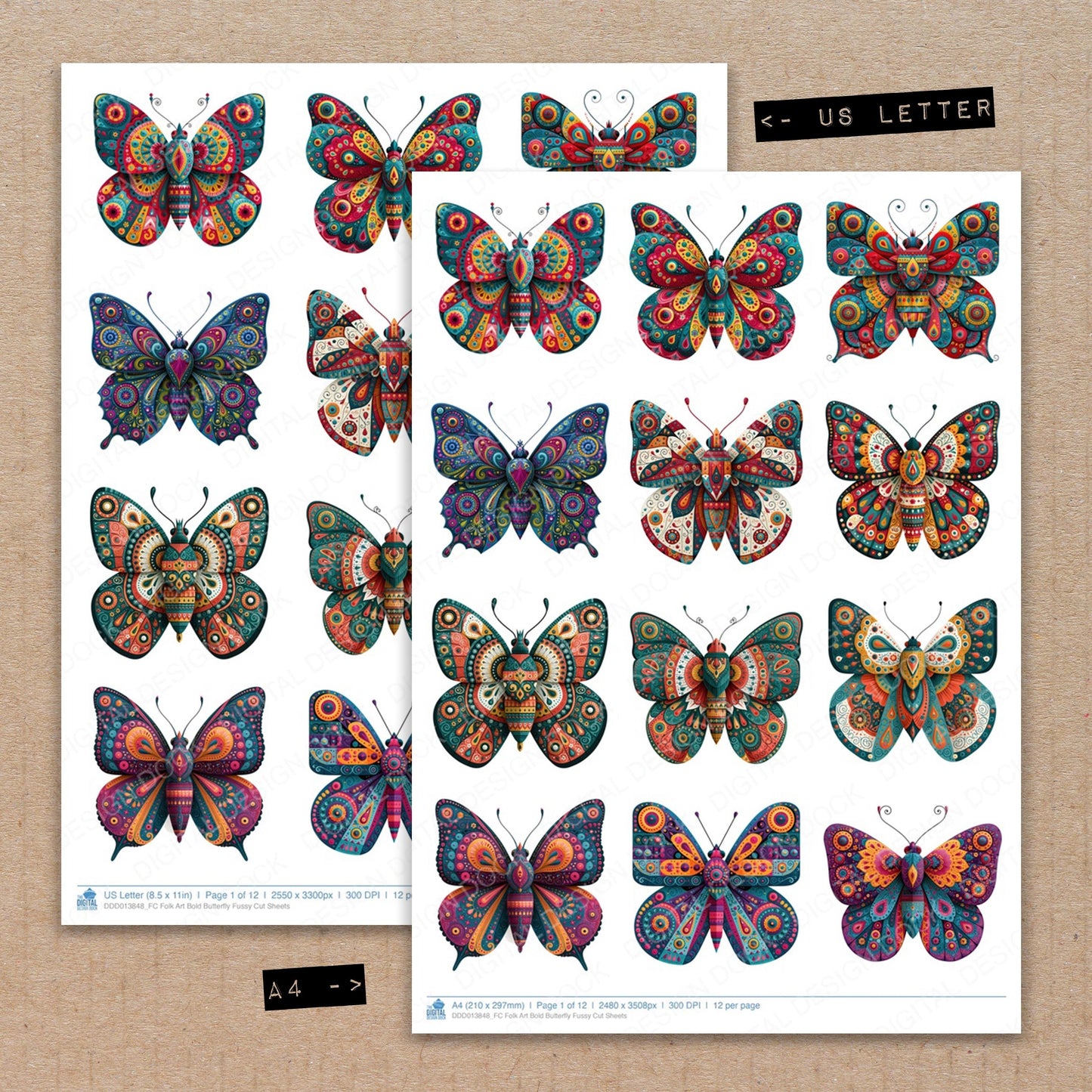 Folk Art Bold Butterfly Fussy Cut Sheets (DDD013848)