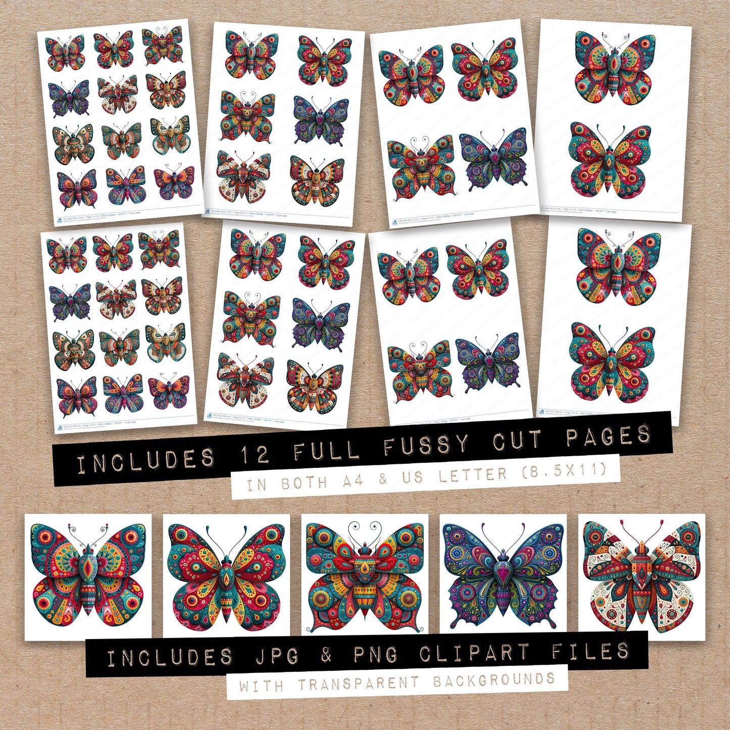 Folk Art Bold Butterfly Fussy Cut Sheets (DDD013848)