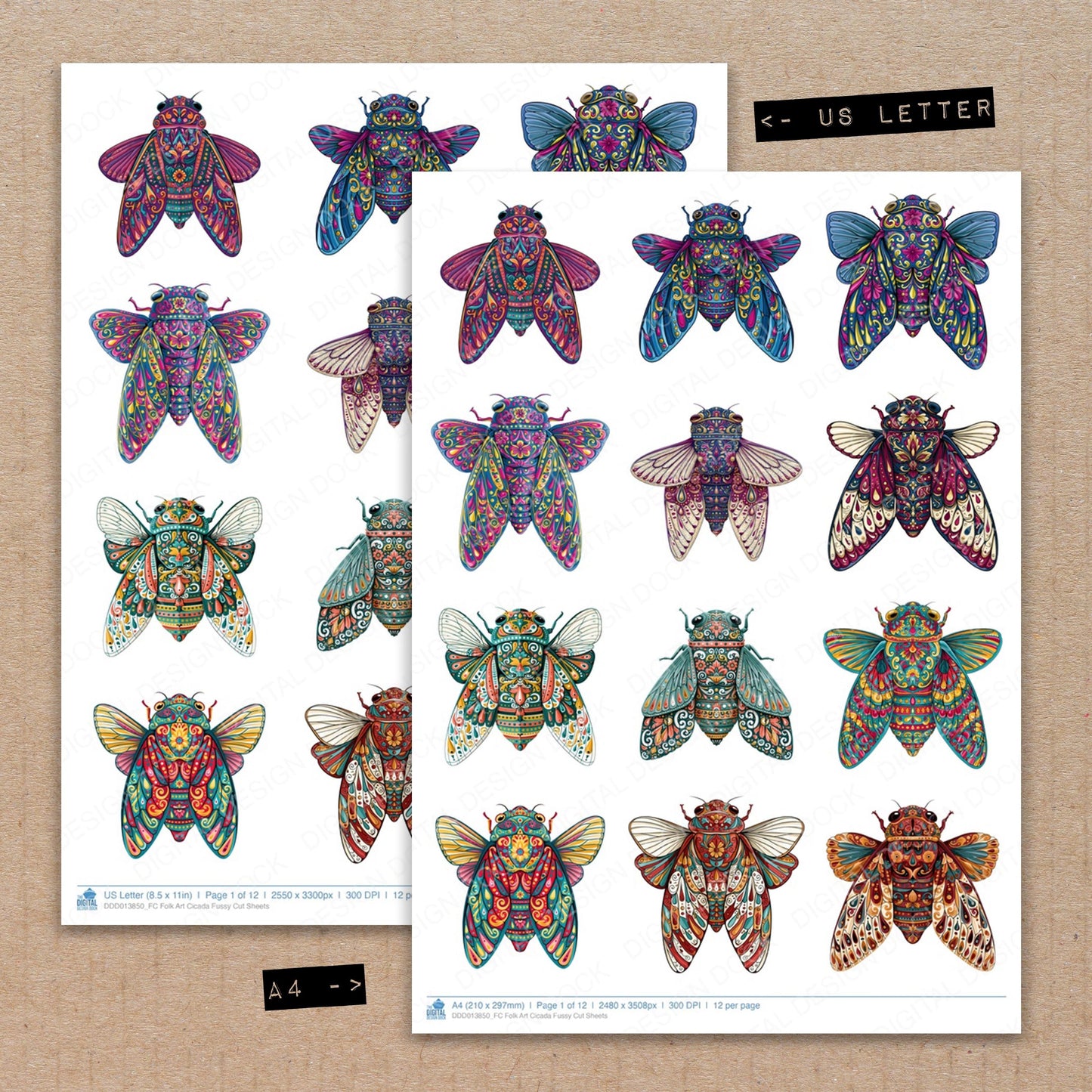 Folk Art Cicada Fussy Cut Sheets (DDD013850)