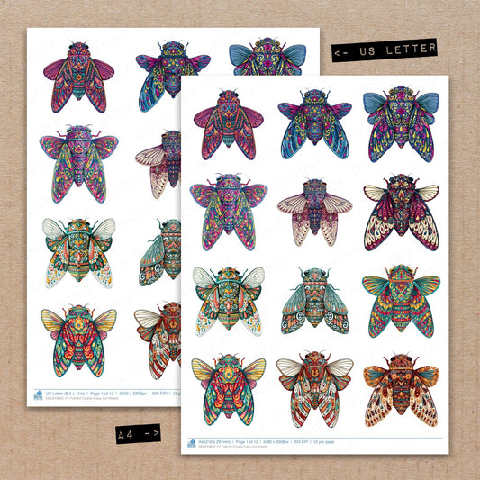 Folk Art Cicada Fussy Cut Sheets (DDD013850)