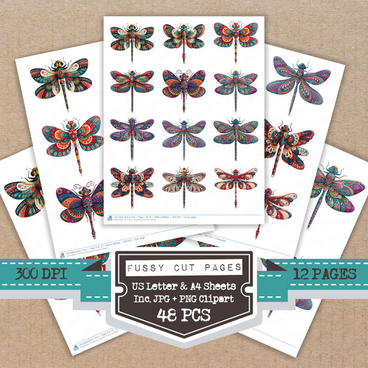 Folk Art Dragonfly Fussy Cut Sheets (DDD013851)