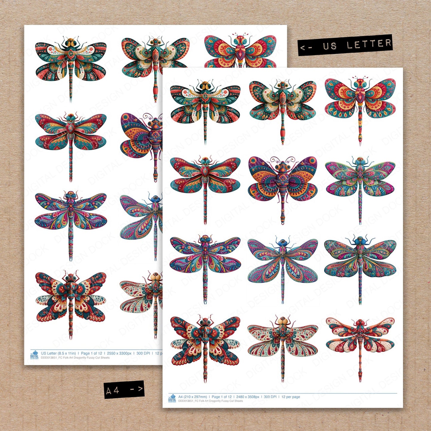 Folk Art Dragonfly Fussy Cut Sheets (DDD013851)