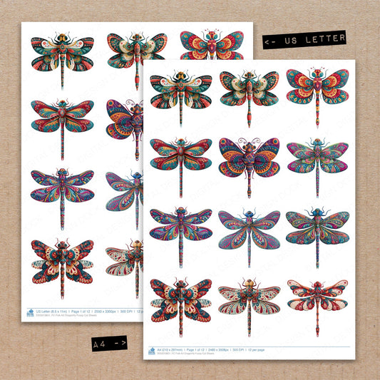 Folk Art Dragonfly Fussy Cut Sheets (DDD013851)