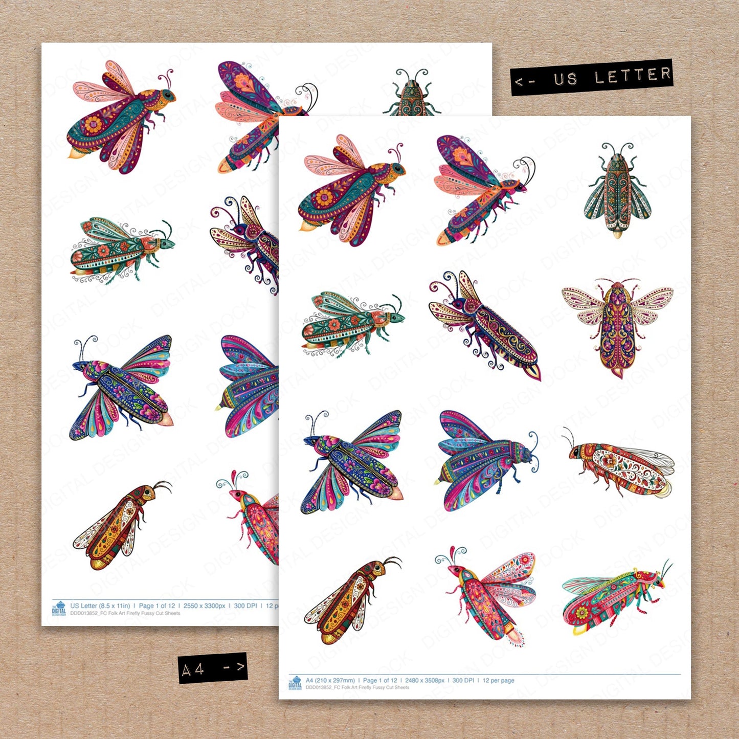 Folk Art Firefly Fussy Cut Sheets (DDD013852)