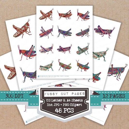 Folk Art Grasshopper Fussy Cut Sheets (DDD013853)