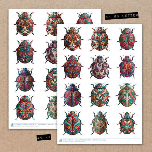 Folk Art Ladybird Fussy Cut Sheets (DDD013854)