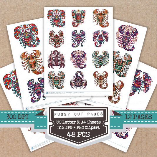 Folk Art Scorpion Fussy Cut Sheets (DDD013857)