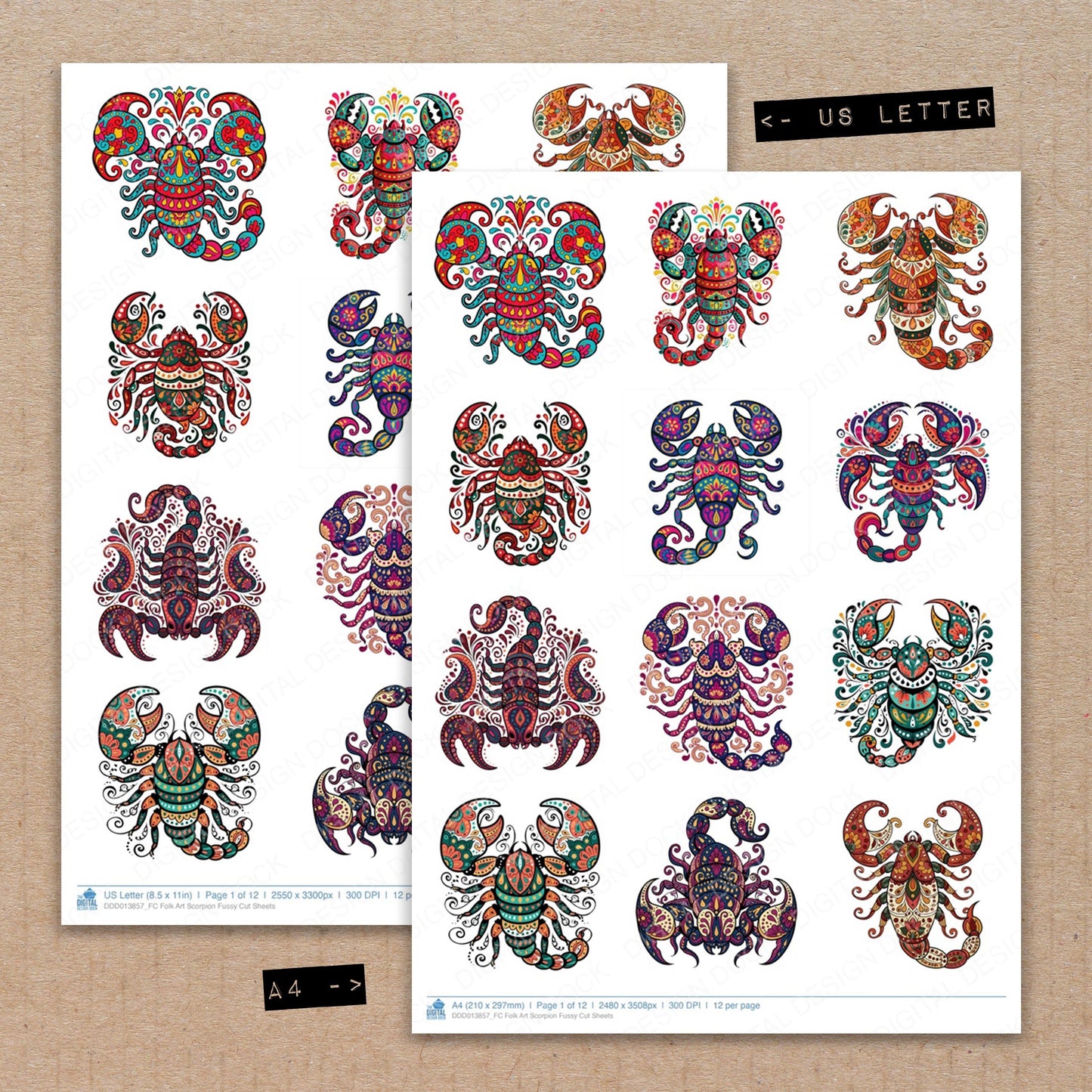 Folk Art Scorpion Fussy Cut Sheets (DDD013857)