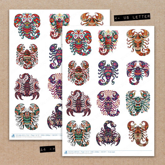 Folk Art Scorpion Fussy Cut Sheets (DDD013857)