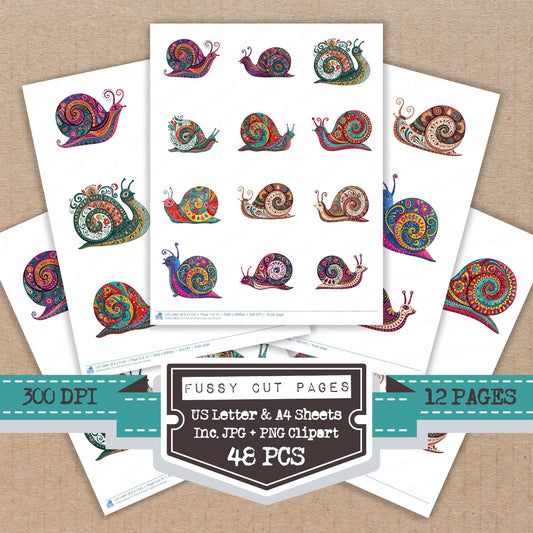 Folk Art Snail Fussy Cut Sheets (DDD013858)