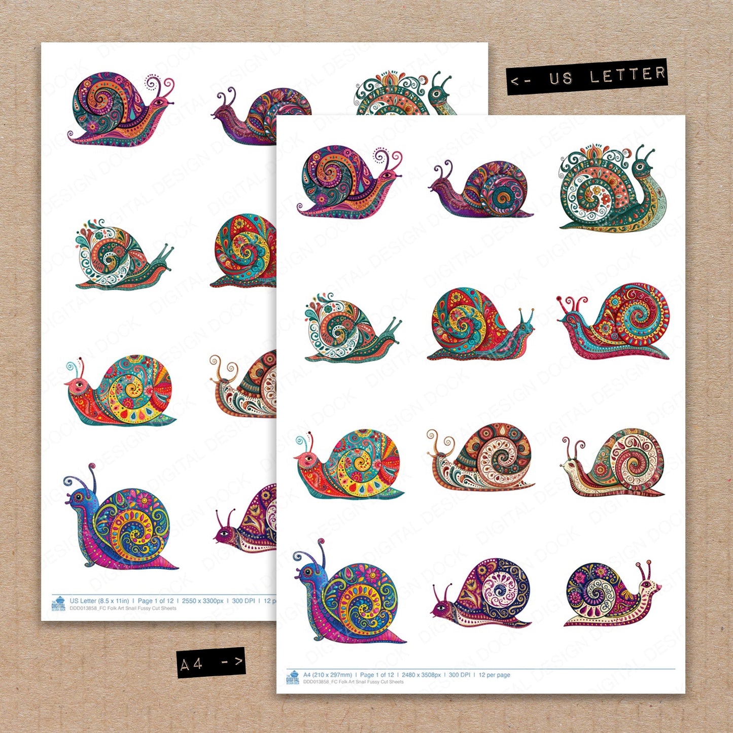 Folk Art Snail Fussy Cut Sheets (DDD013858)
