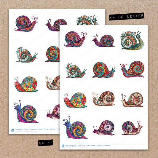 Folk Art Snail Fussy Cut Sheets (DDD013858)