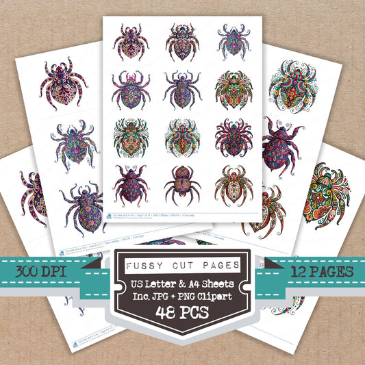 Folk Art Spider Fussy Cut Sheets (DDD013859)