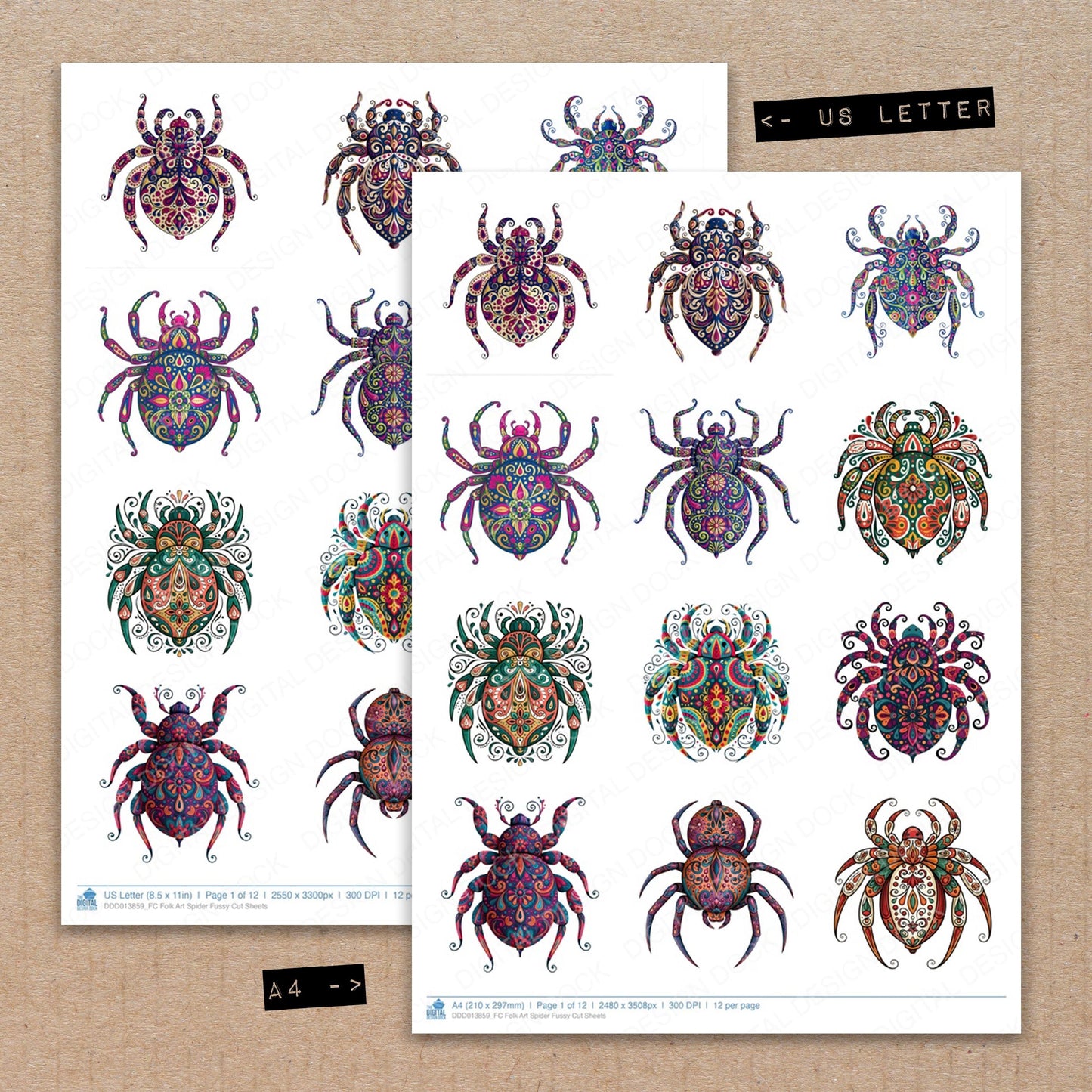 Folk Art Spider Fussy Cut Sheets (DDD013859)