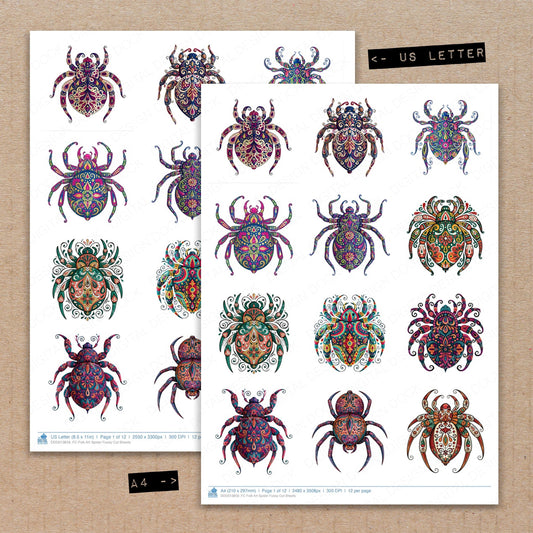 Folk Art Spider Fussy Cut Sheets (DDD013859)