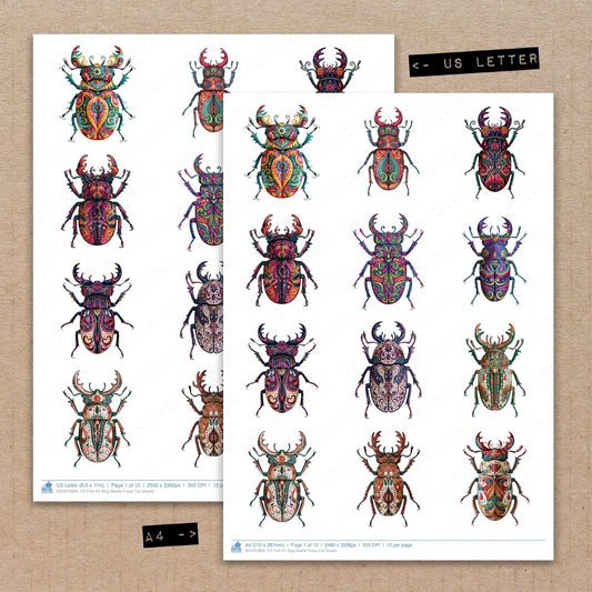 Folk Art Stag Beetle Fussy Cut Sheets (DDD013860)