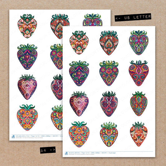Folk Art Strawberry Fussy Cut Sheets (DDD013861)