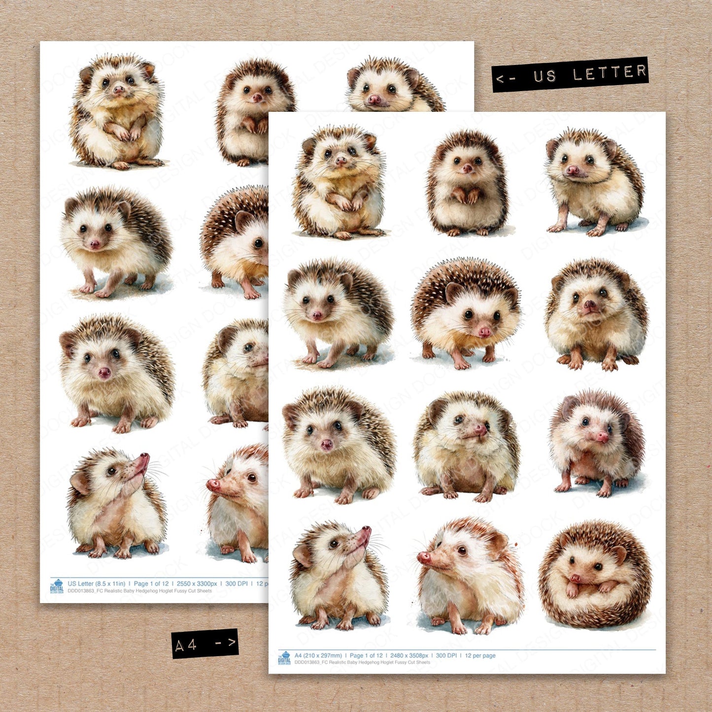 Realistic Baby Hedgehog Hoglet Fussy Cut Sheets (DDD013863)