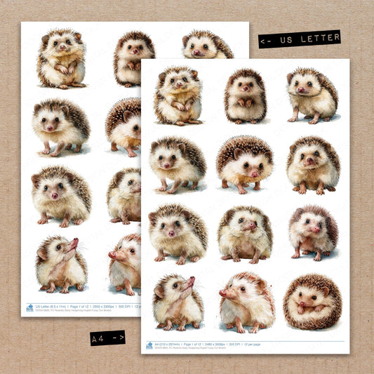 Realistic Baby Hedgehog Hoglet Fussy Cut Sheets (DDD013863)