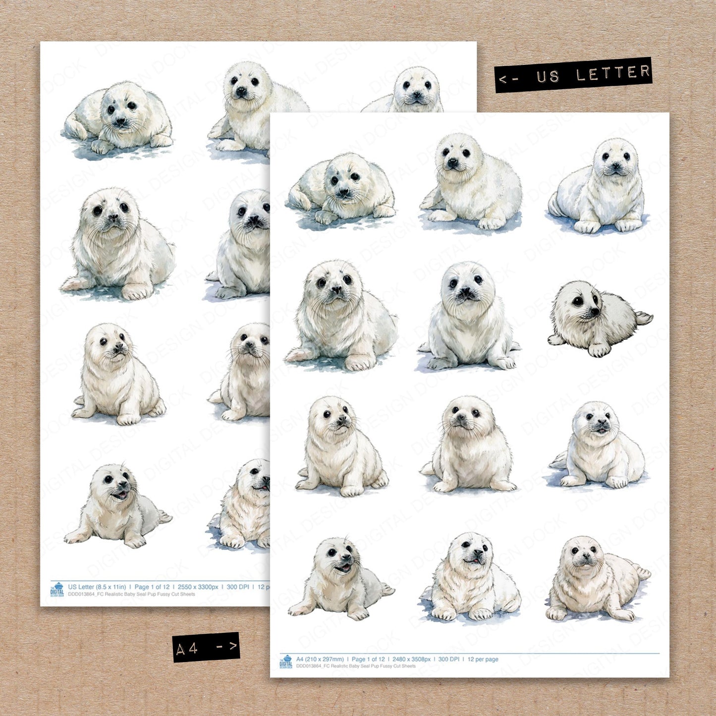 Realistic Baby Seal Pup Fussy Cut Sheets (DDD013864)