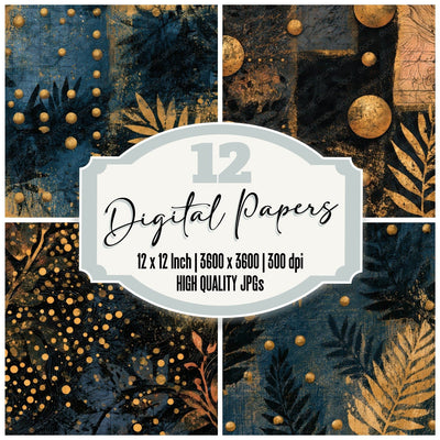 Antique Map Rivets Brass Gold Digital Paper Pack (DDD013865)