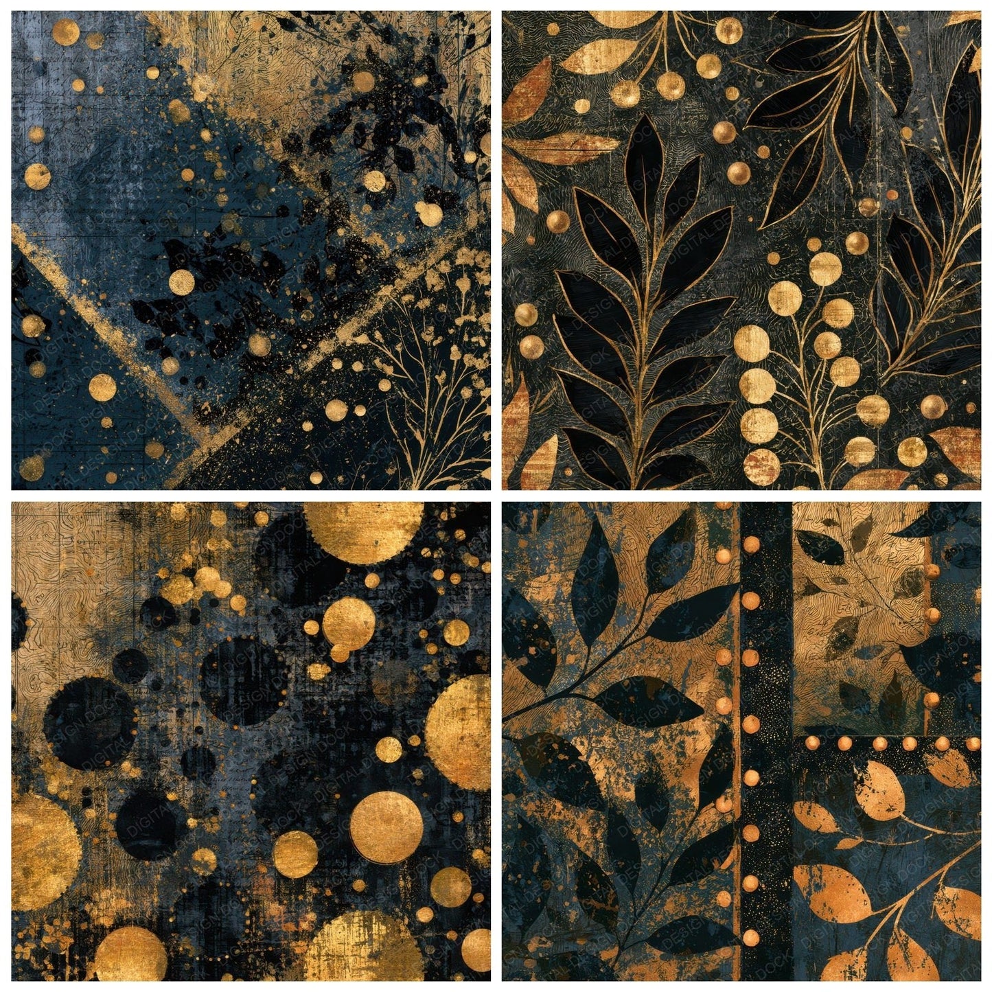 Antique Map Rivets Brass Gold Digital Paper Pack (DDD013865)