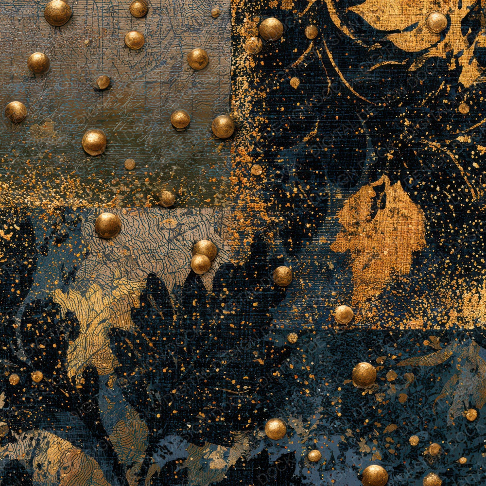 Antique Map Rivets Brass Gold Digital Paper Pack (DDD013865)