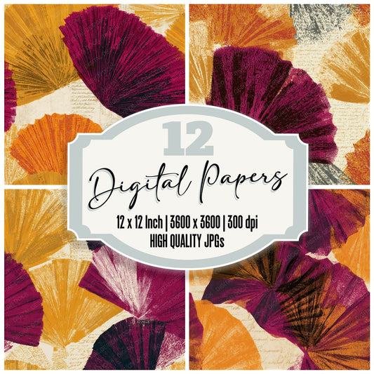 ASCII Pleated Forms Amber Magenta Seamless Digital Paper Pack (DDD013867)