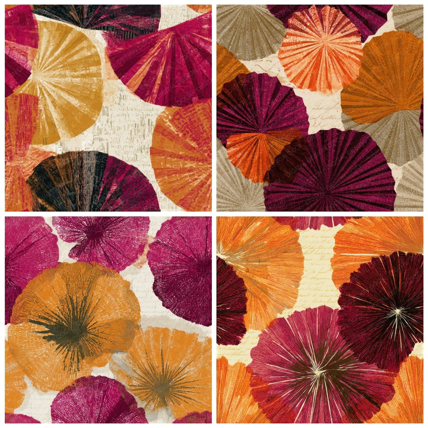 ASCII Pleated Forms Amber Magenta Seamless Digital Paper Pack (DDD013867)