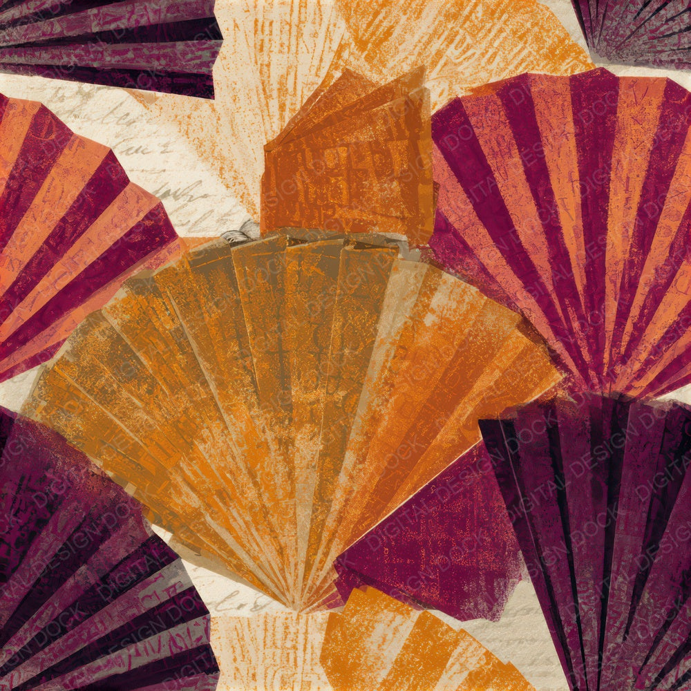 ASCII Pleated Forms Amber Magenta Seamless Digital Paper Pack (DDD013867)