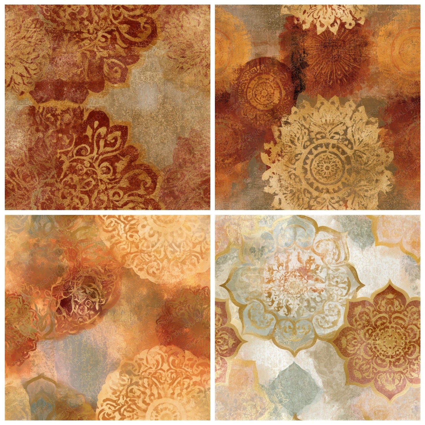 Baroque Mandala Rust Gold Seamless Digital Paper Pack (DDD013868)