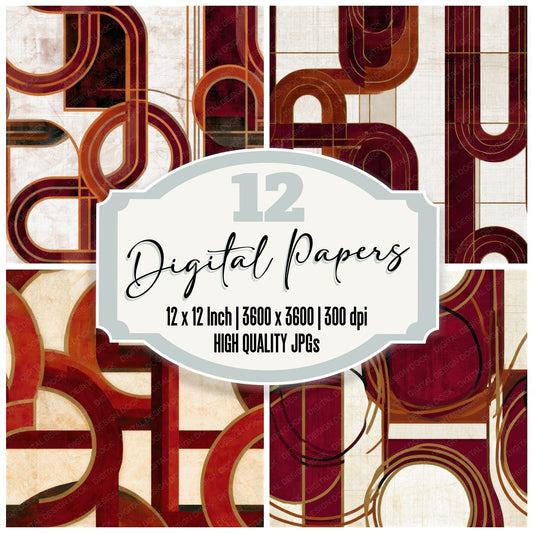 Bauhaus Lariat Garnet Wine Seamless Digital Paper Pack (DDD013869)