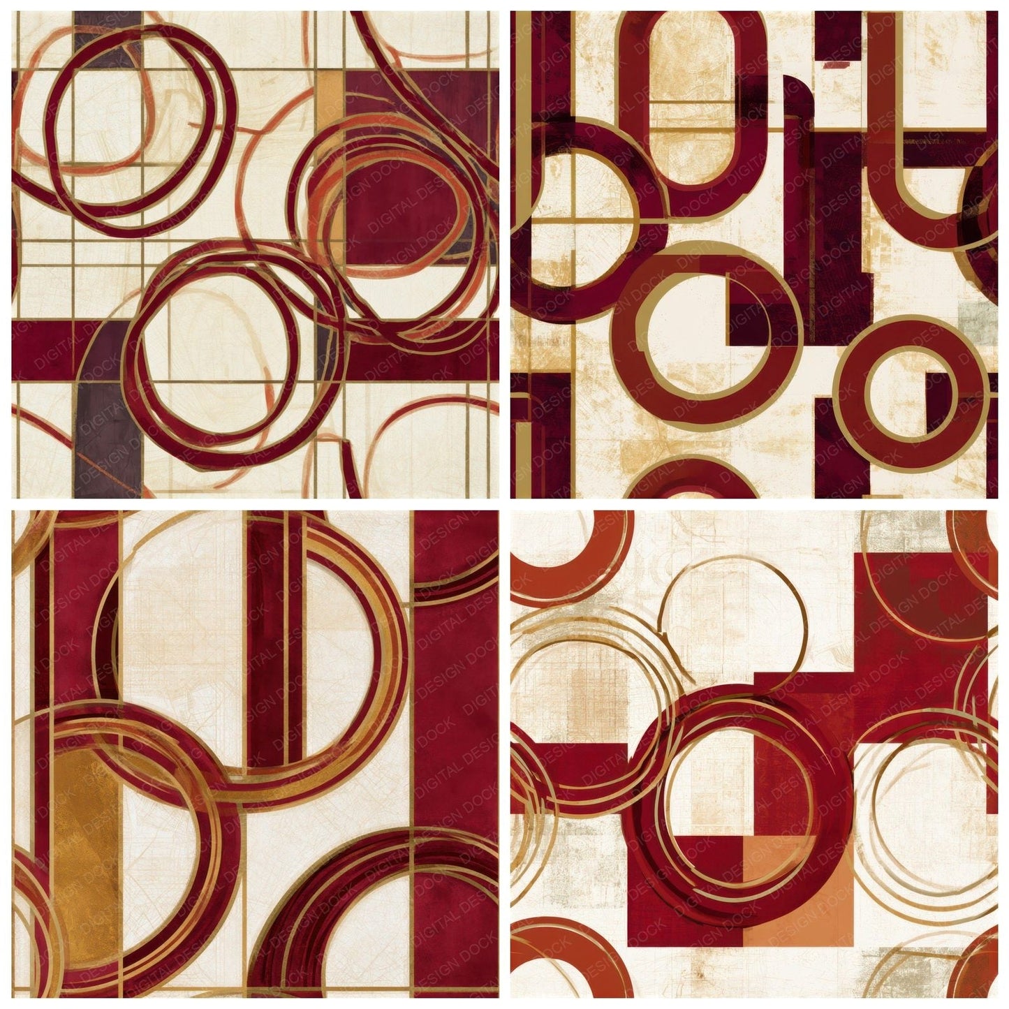 Bauhaus Lariat Garnet Wine Seamless Digital Paper Pack (DDD013869)