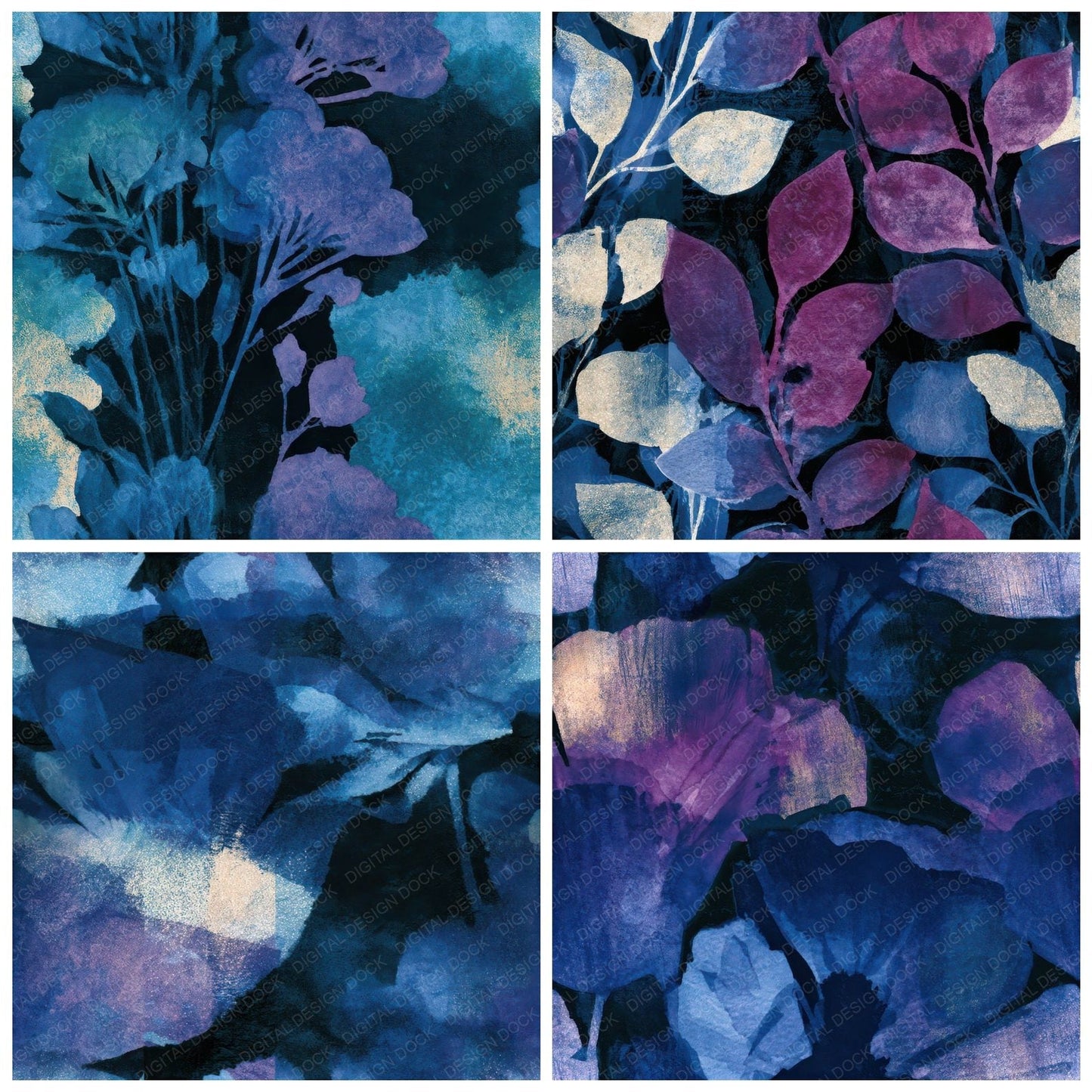 Cyanotype Aubergine Pearl Tonal Seamless Digital Paper Pack (DDD013871)