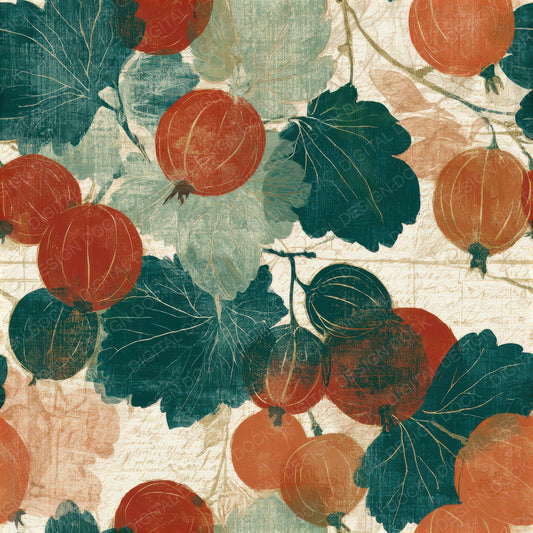 Drypoint Gooseberries Papaya Jade Seamless Digital Paper Pack (DDD013873)