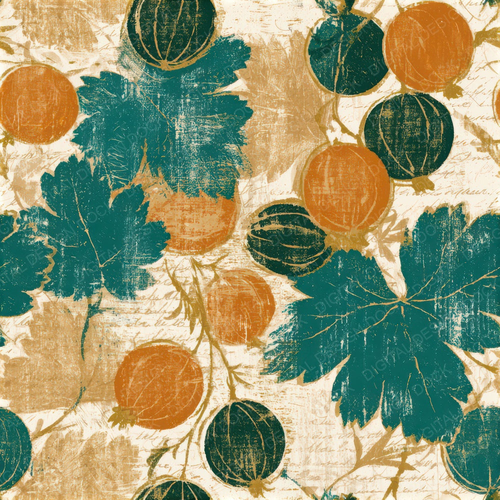 Drypoint Gooseberries Papaya Jade Seamless Digital Paper Pack (DDD013873)