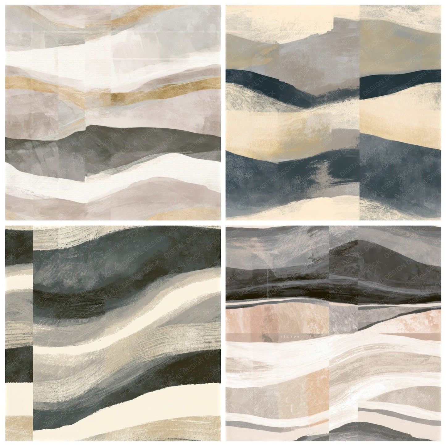 Gouache Graphite Cream Tonal Seamless Digital Paper Pack (DDD013875)