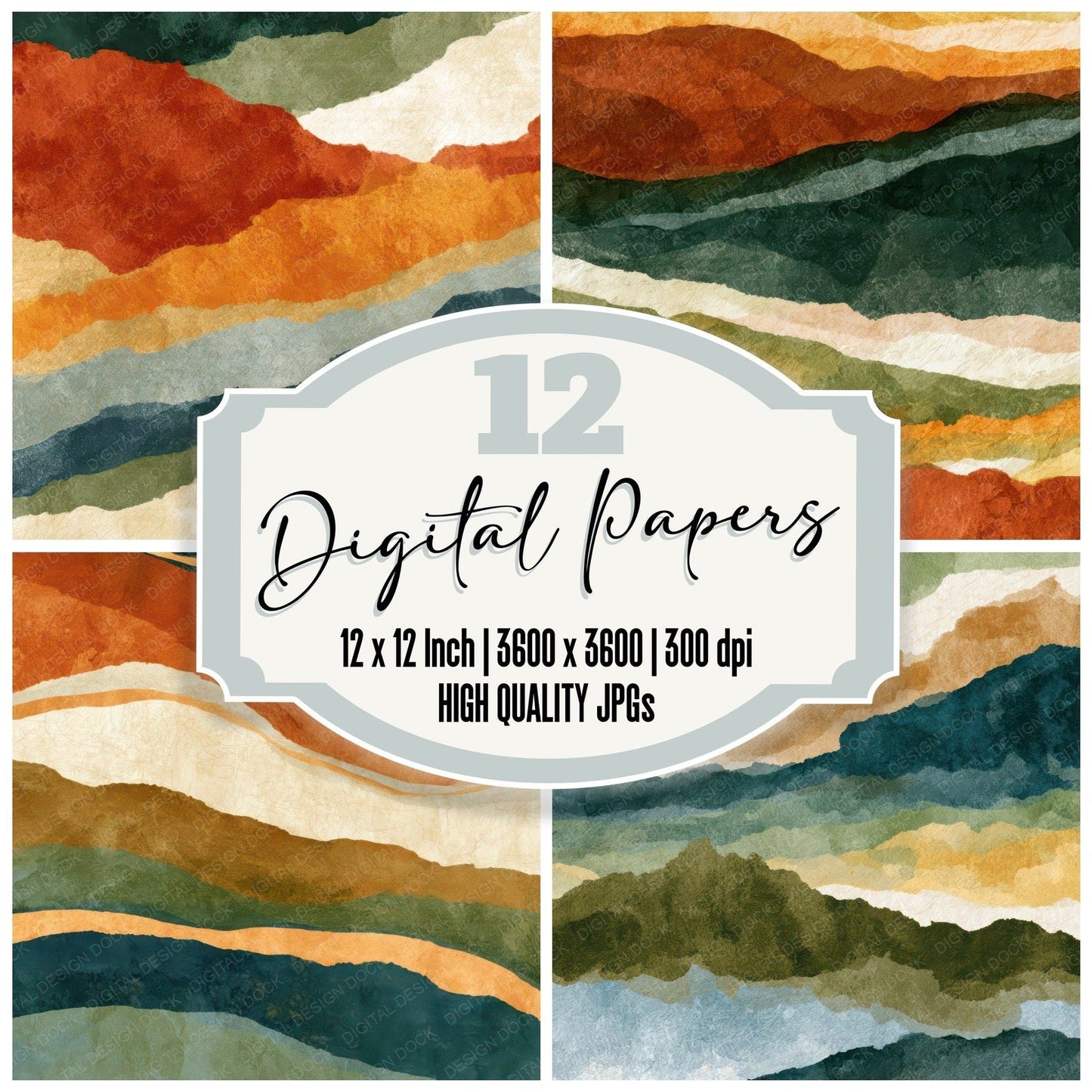Ink Wash Cinnamon Moss Tonal Digital Paper Pack (DDD013877)