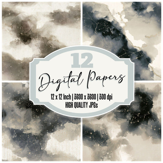 Ink Wash Constellations Oyster Storm Seamless Digital Paper Pack (DDD013878)